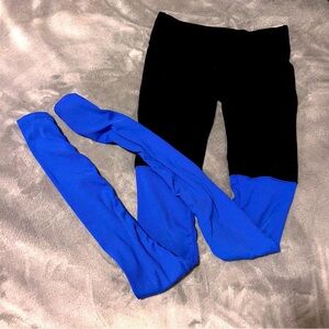 ALO Yoga Exclusive High Waisted Goddess Ribbed Leggings Black/Blue Size XS EUC